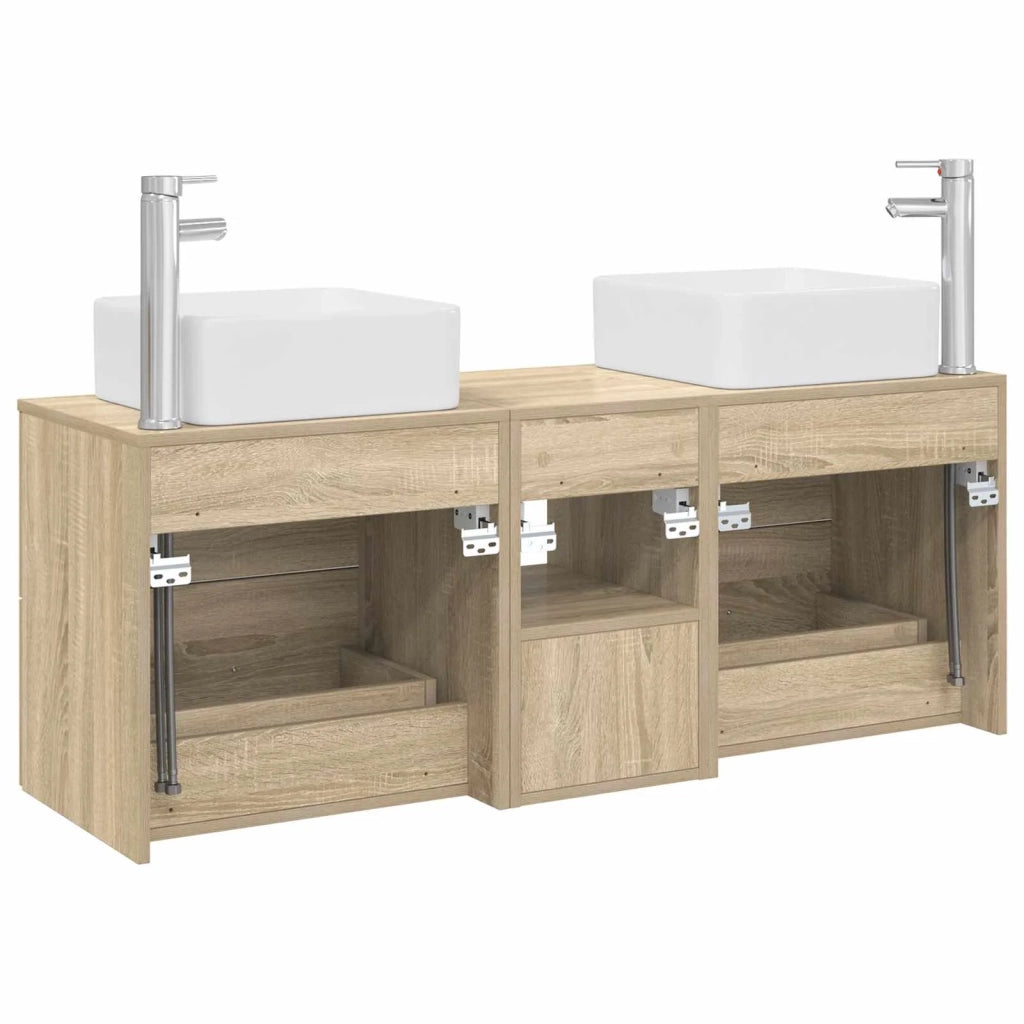 Set di Armadi da Bagno 3 pz Rovere Sonoma 49,5 x 41 x 63 cm 3405821