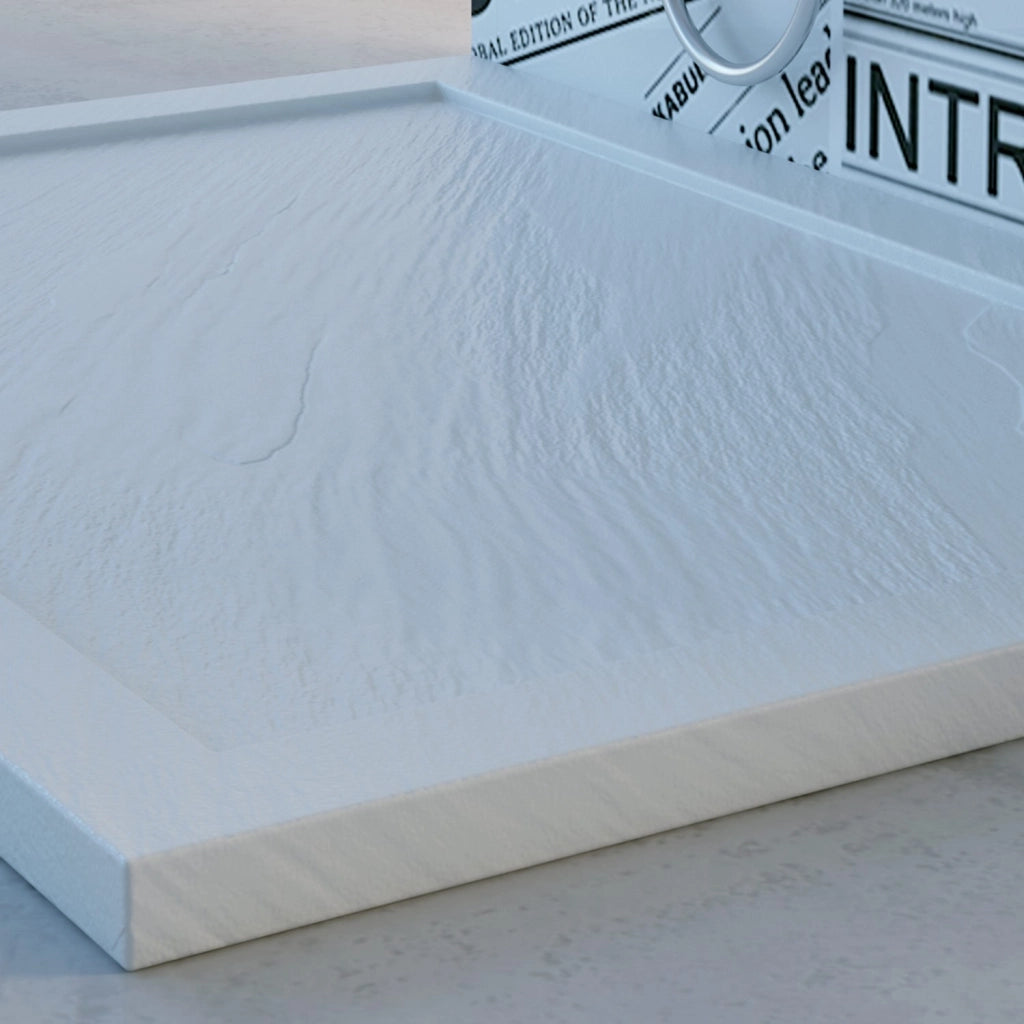 Piatto Doccia Slim 80x90x4 cm Rettangolare Acrilico Bordato Bianco Effetto Pietra mod. Flower