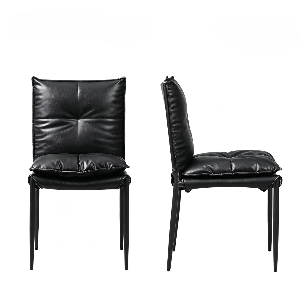 Sedia da Pranzo Set da 2 con Schienale Alto Ergonomico e Piedini Antiscivolo in Similpelle Nera