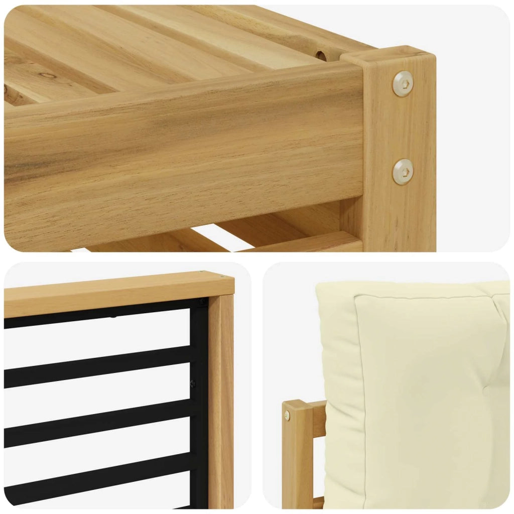 Set di divani da esterno 7 pz Bianco e Crema Poliestere 3390375