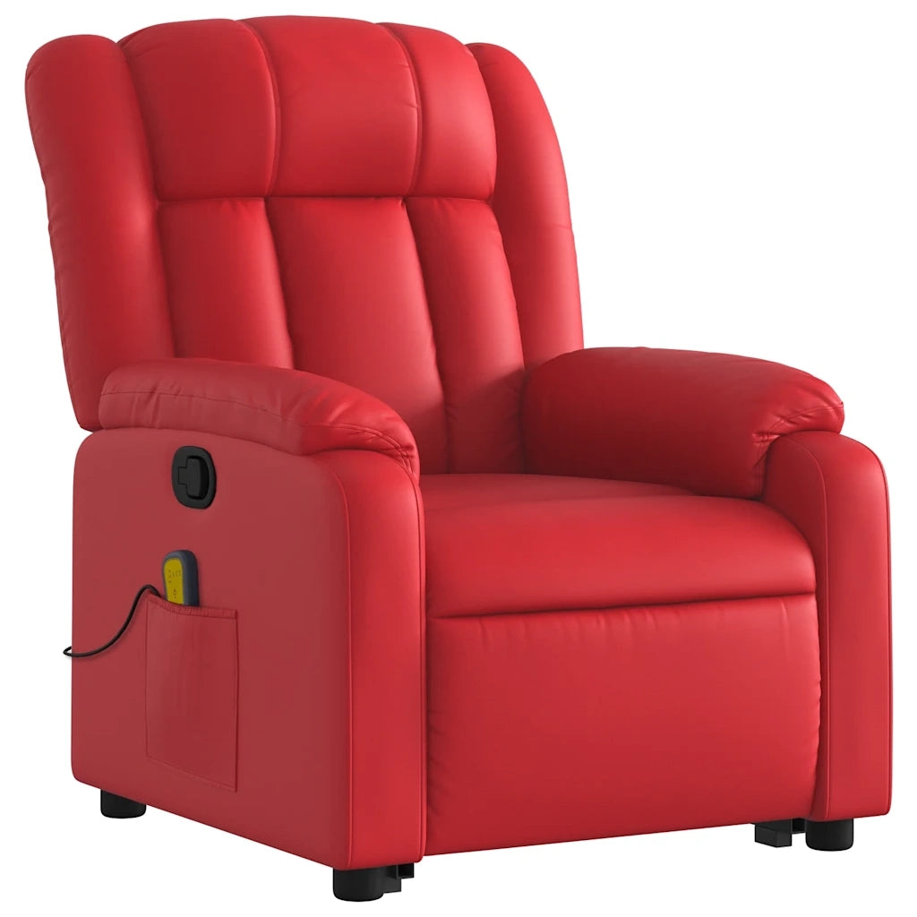 Poltrona Alzapersona Reclinabile Massaggio Rosso in Similpelle 3205276
