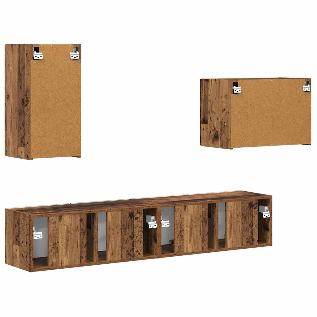 Set di Mobiletto da TV a Parete 4 pcs Legno vecchio 3408941