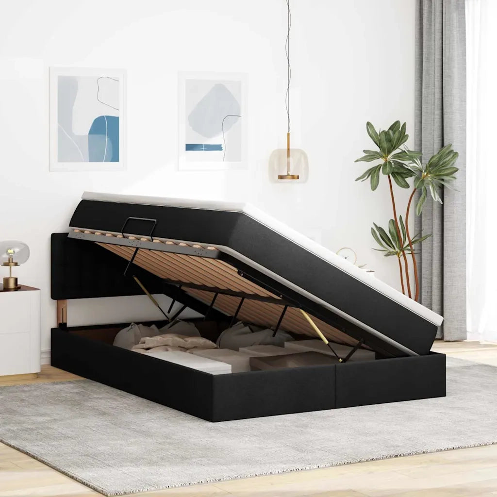 Letto con contenitore e materasso Nero 140 x 190 cm 3370634