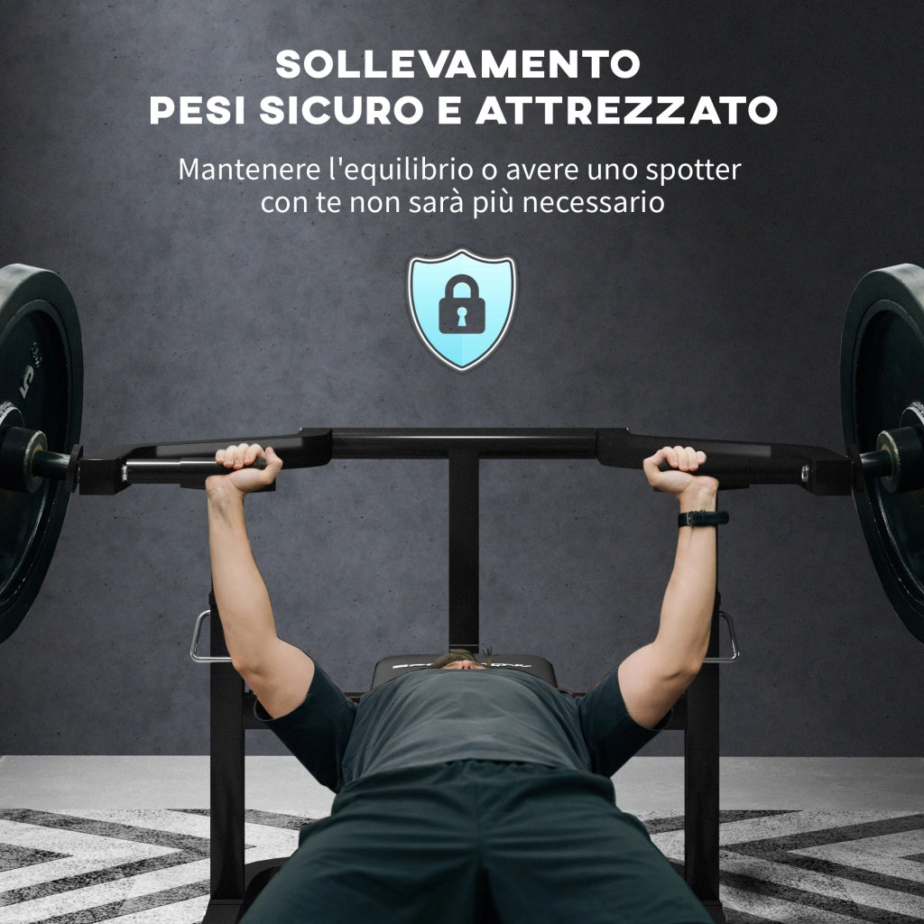 Panchetta per Pectorali Regolabile in Acciaio ¨C zephmum ¨C 150x150x60-85 cm, Nero
