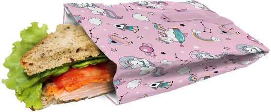 Sacchetto per panini riutilizzabile, unico, adattabile, facile da pulire e lavabile, modello FIH 883