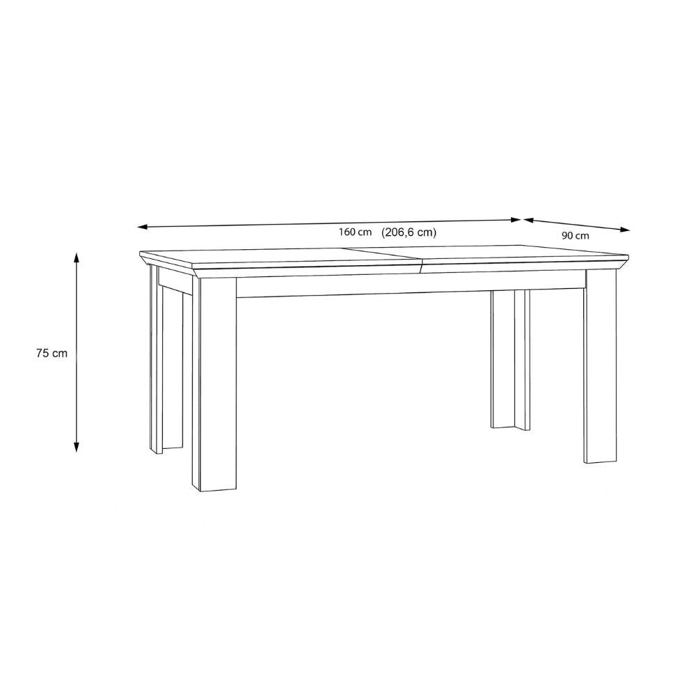 Tavolo Allungabile Forma Rovere e Bianco da 160 a 206 cm con Gambe Squadrate