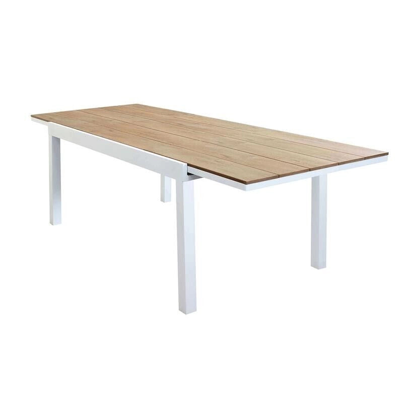 TAVOLO CAYMAN ALLUNGABILE  200/300 X 100 X H74 CM COLORE BIANCO E TEAK