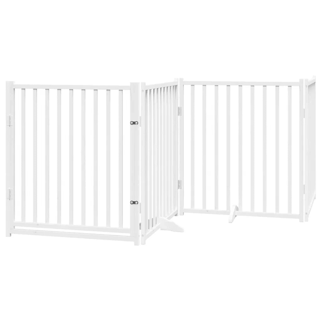 Cancello Cani Porta Pieghevole Bianco 12 Pannelli 640 cm Pioppo 3155734