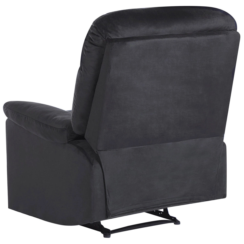Sedia reclinabile Rivestimento in velluto Nero Push-Back Schienale e poggiapiedi regolabili manualmente Poltrona dal design retrò