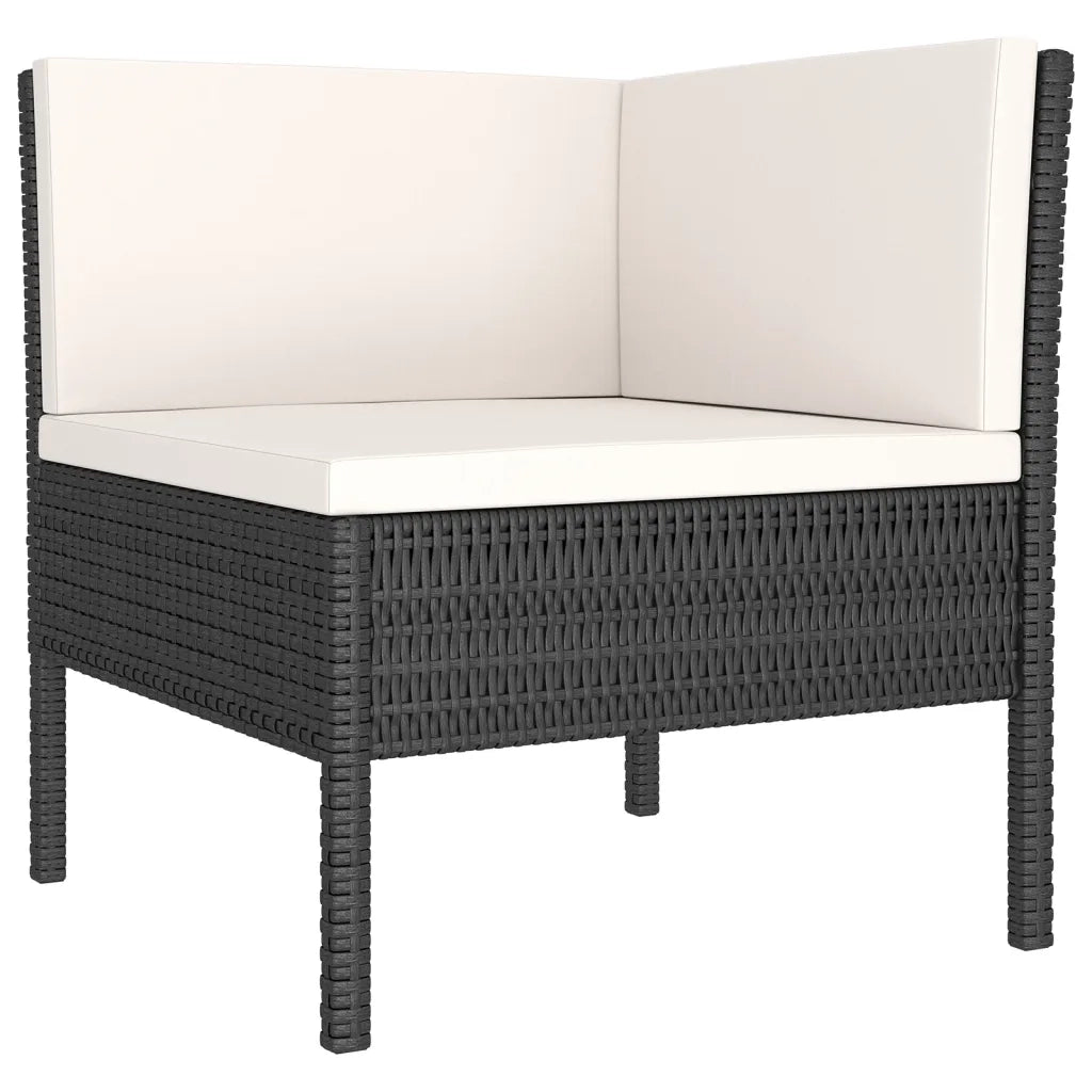 Set Divani da Giardino 5 pz con Cuscini in Polyrattan Nero 3094368