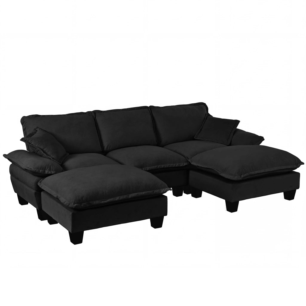 Divano Angolare Modulare U con Ottomane ¨C MINIMAL ¨C Chenille Nero