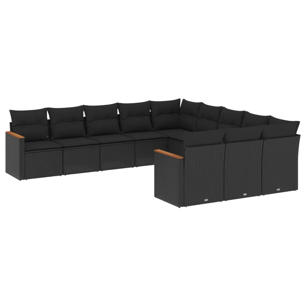 Set Divani da Giardino 11 pz con Cuscini in Polyrattan Nero 3258828