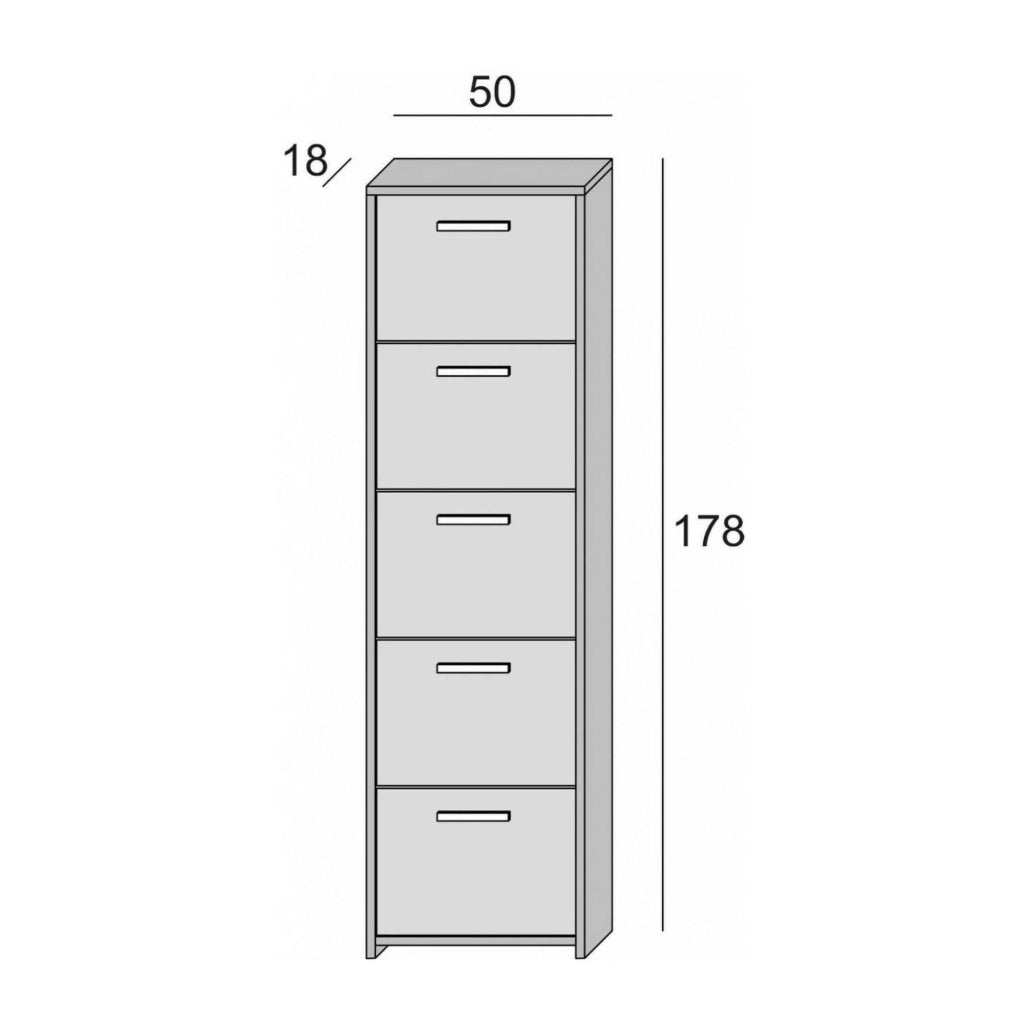 Mobile Portascarpe Asclepio, Scarpiera 10 Paia Made in Italy, 50x18x178h cm Bianco