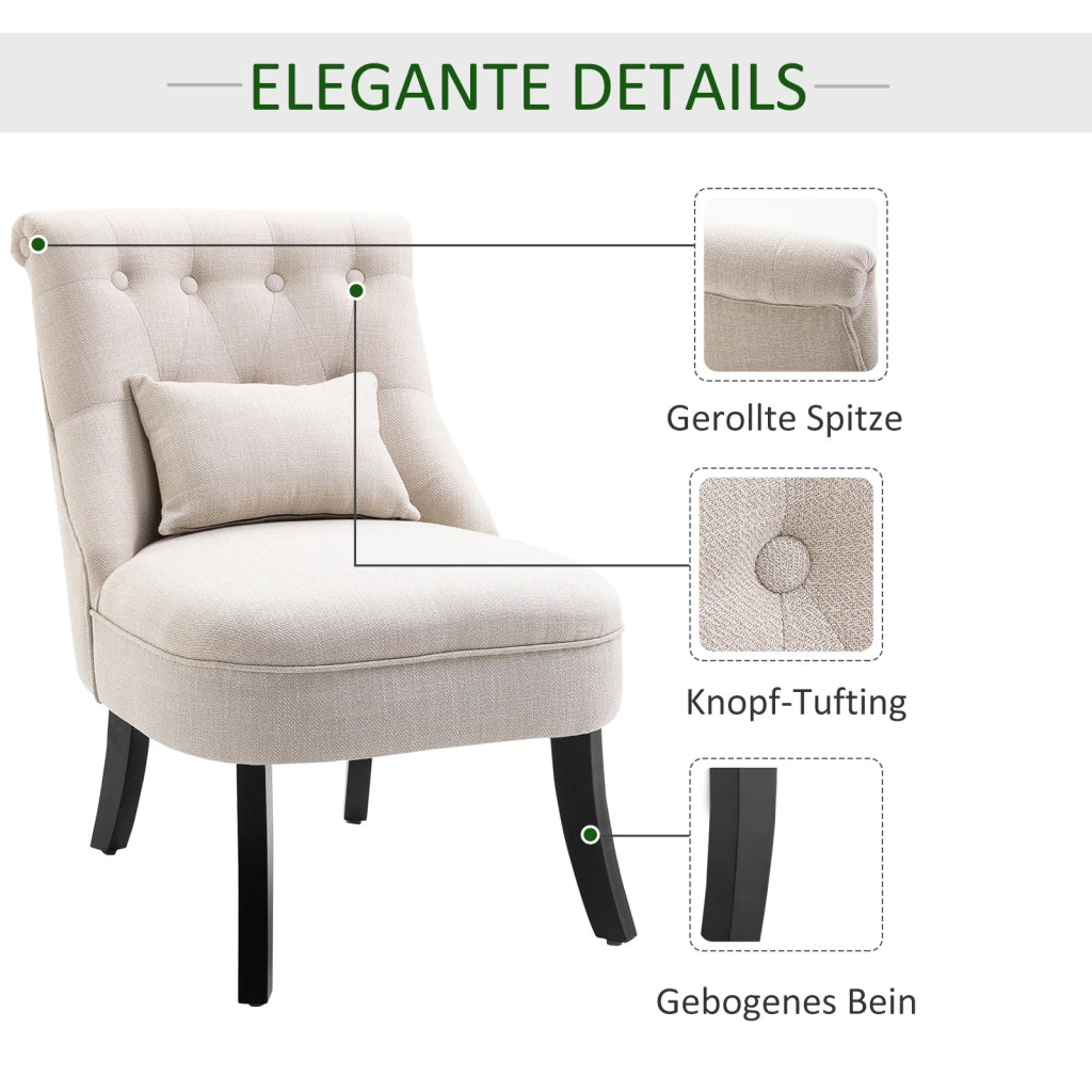 POLTRONA Relax Vintage 52,5x69x77 cm Lino Bianco Crema