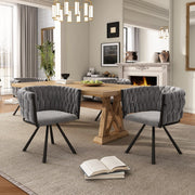 Set di 6 sedie girevoli da pranzo con schienale ergonomico in velluto grigio