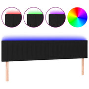 Testiera | Testata a LED Nera 200x5x78/88 cm in Tessuto
