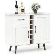 Credenza moderna 90 x 40 x 79 cm con portabottiglie cassetto scorrevole 2 ripiani regolabili legno MDF bianco 20_0010824