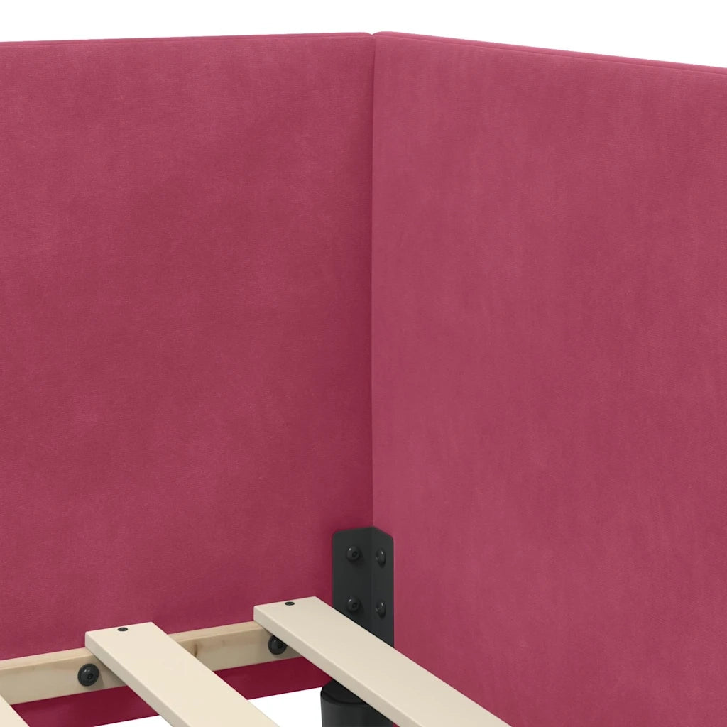 Struttura Letto Angolare con Materasso 2 pcs Rosso Velluto 3394198
