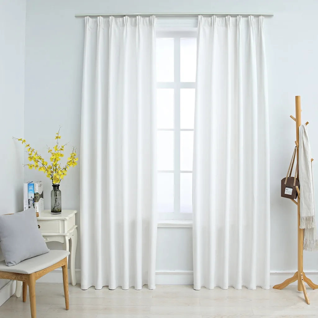Tende Oscuranti | Tende Blackout con Ganci 2 pz Avorio 140x245 cm