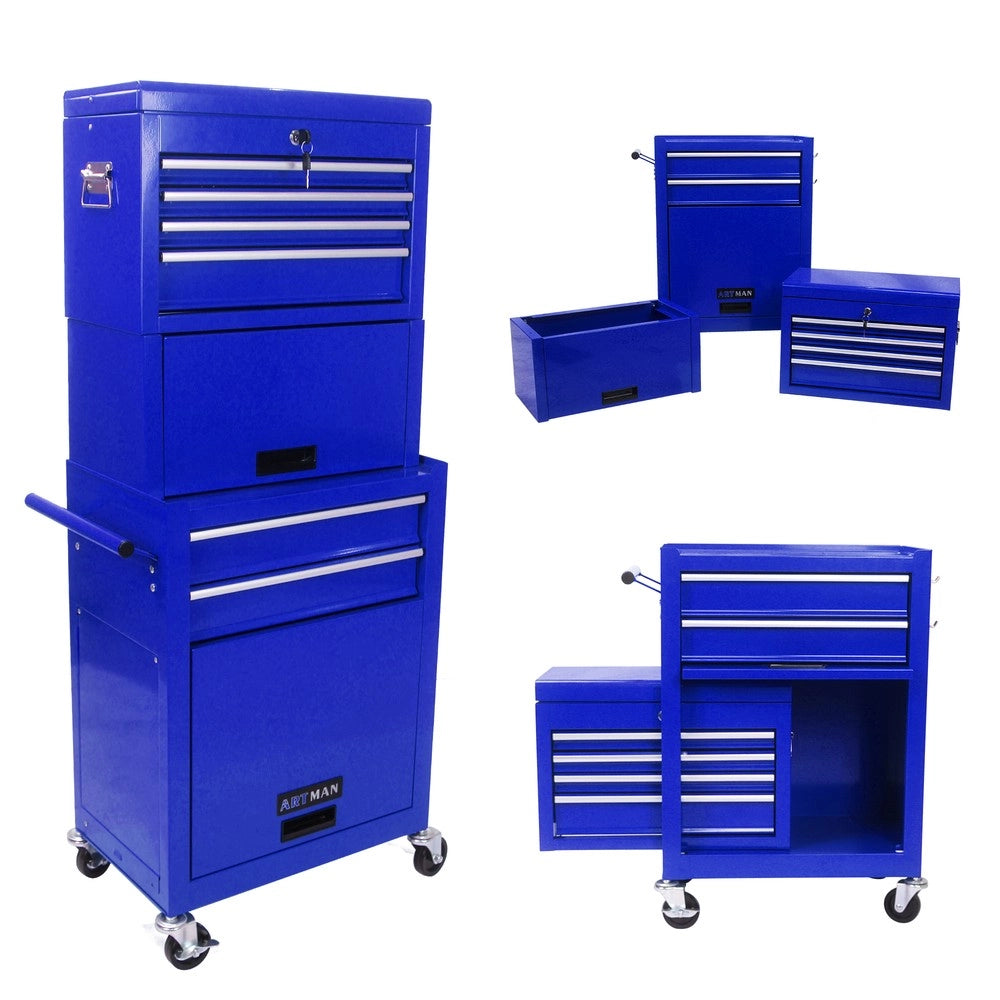 Cassettiera Mobile da Lavoro su Ruote 2 in 1 ¨C MINIMAL ¨C Blu, 6 Cassetti