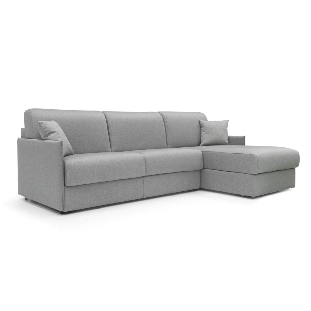 Evans Divano letto angolare con penisola in morbido tessuto impermeabile T13 252 cm Sinistro (mat. 140x197)  grigio