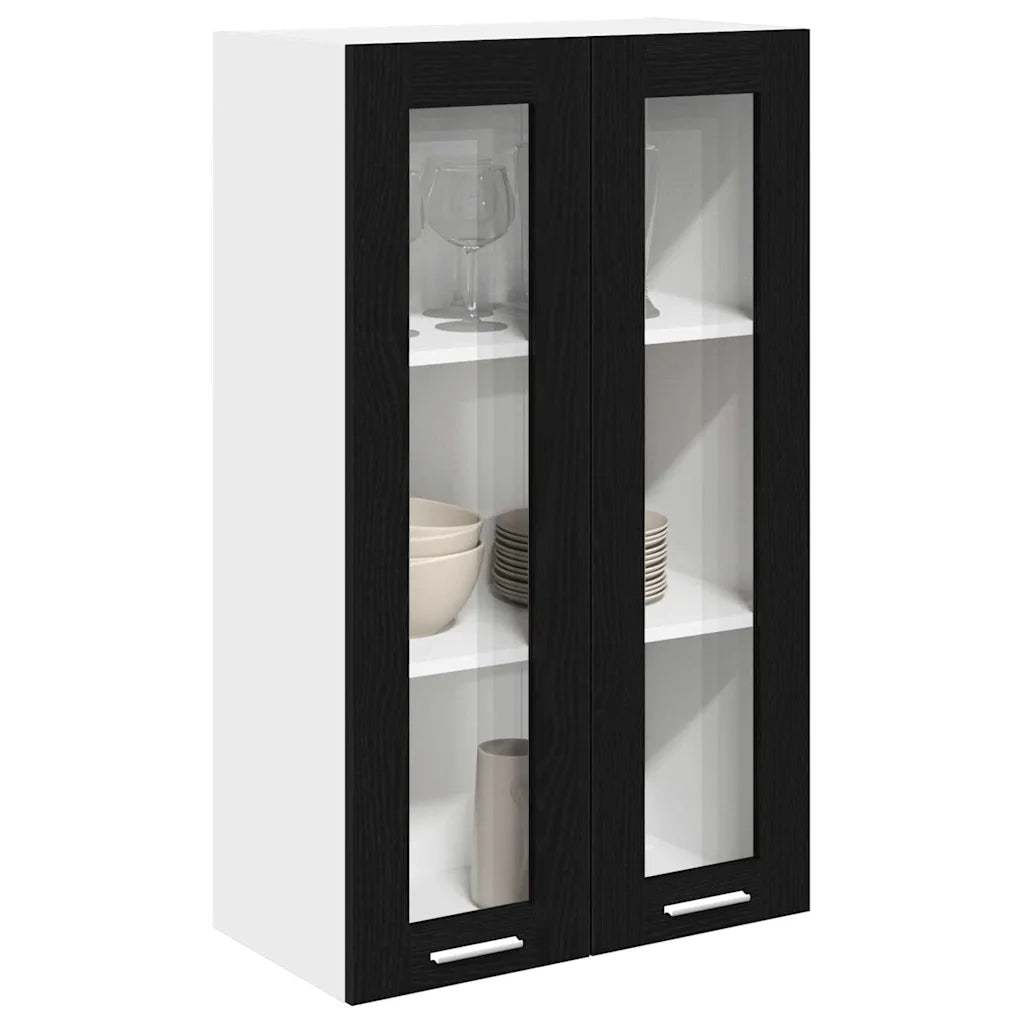 Armadio pensile | Mobile da Cucina con porta Riga Rovere Nero 60 x 31 x 100 cm
