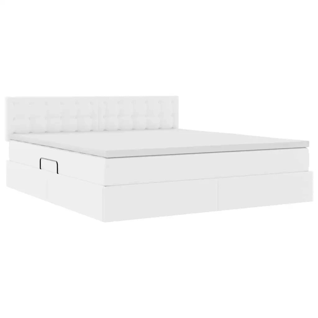Letto con contenitore e materasso Bianco Puro 160 x 200 cm