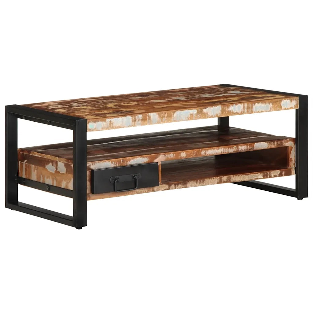 Tavolino Salotto Multicolore 90x50x36cm Legno Massello Recupero 4013558