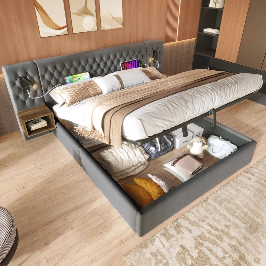 letto imbottito velluto grigio 180 x 200 cm