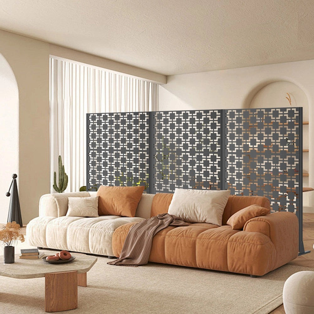 Paravento da Giardino in Metallo ¨C Xylo ¨C 183x116 cm, per Balcone, Patio e Terrazza