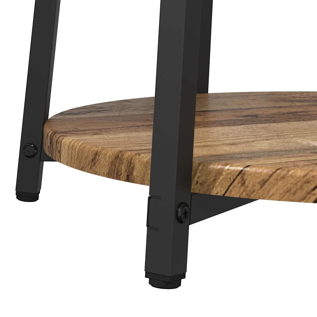 Set tavolini con lo scaffale 2 pcs Legno Antico e Nero 869706