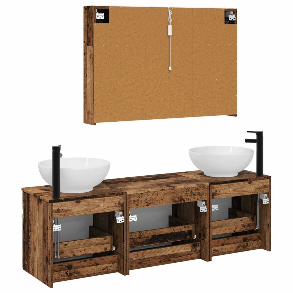 Set di Armadi da Bagno 4 pz Legno antico Legno ingegnerizzato 3406629