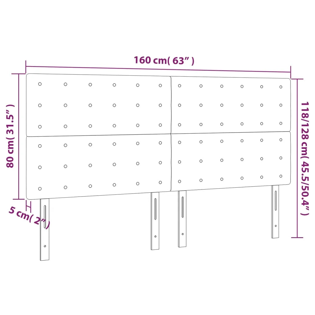Testiera a LED-Testata con LED Tortora 160x5x118/128 cm in Tessuto 778604