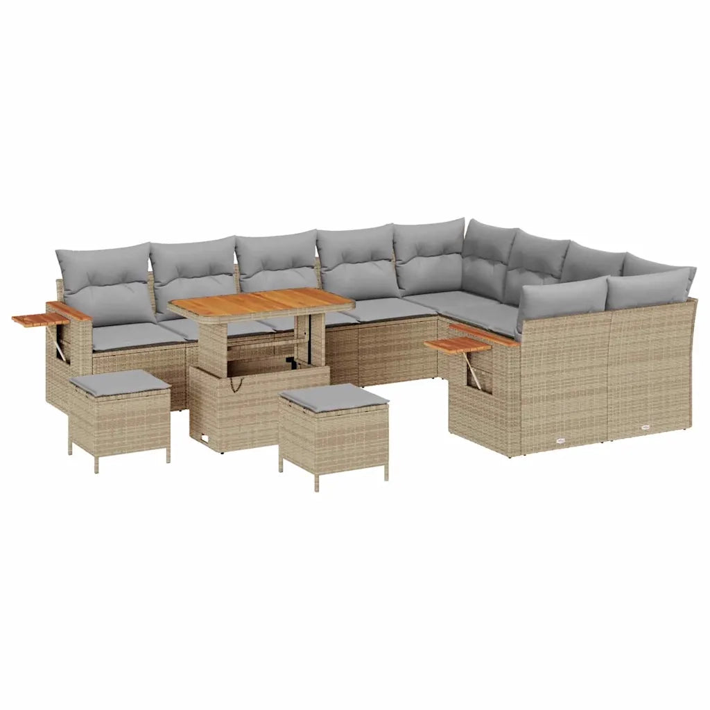 Set Divano da Giardino 13 pcs Beige e Grigio Chiaro polyrattan