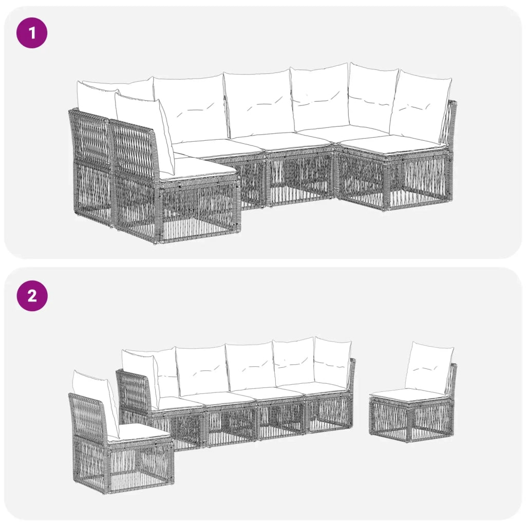 Set Divano da Giardino 6 pz Nero polyrattan 3434158