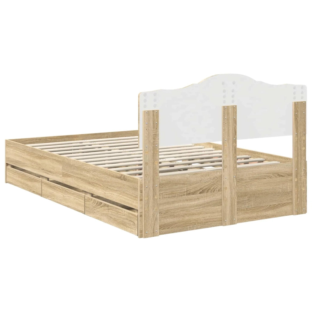 Struttura del letto con cassetto Rovere Sonoma 120 x 190 cm 3413028