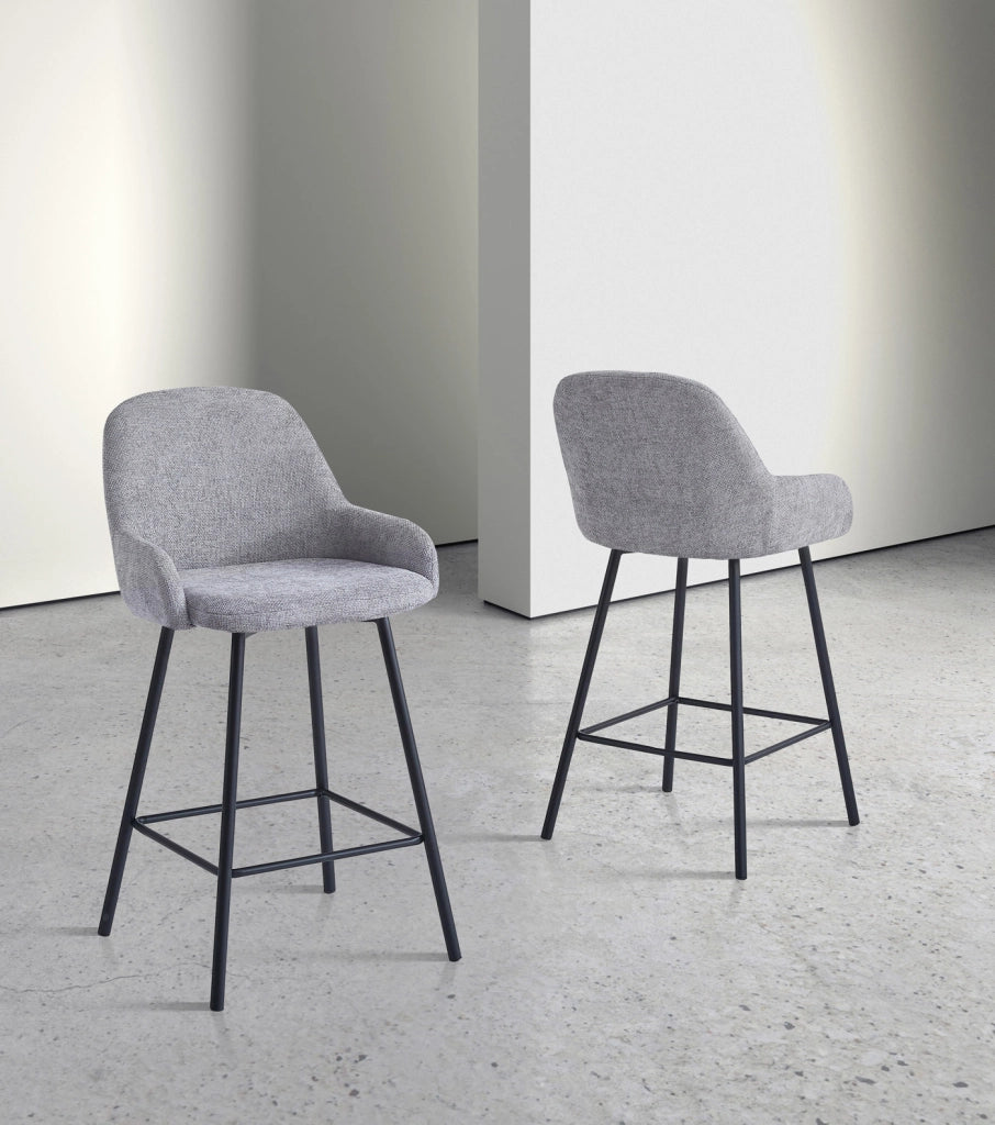 Set 2 sgabelli Hispanohogar ferro e tessuto grigio 95×51×52 cm