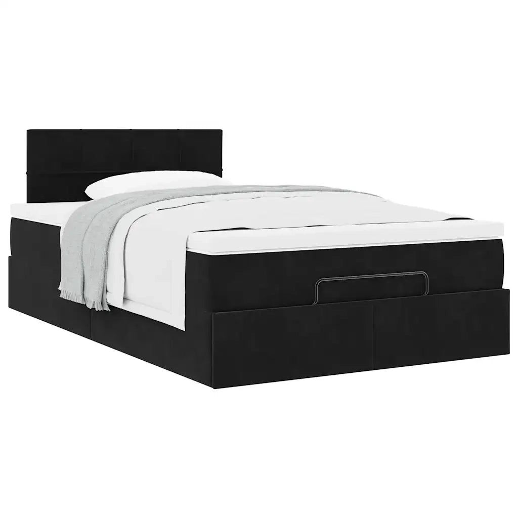 Pouf Letto con Materasso Nero 120x190 cm Velluto 3311761