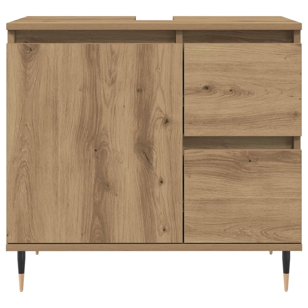 Armadietto da Bagno Rovere Artigianale 65x33x60cm in Truciolato 857224