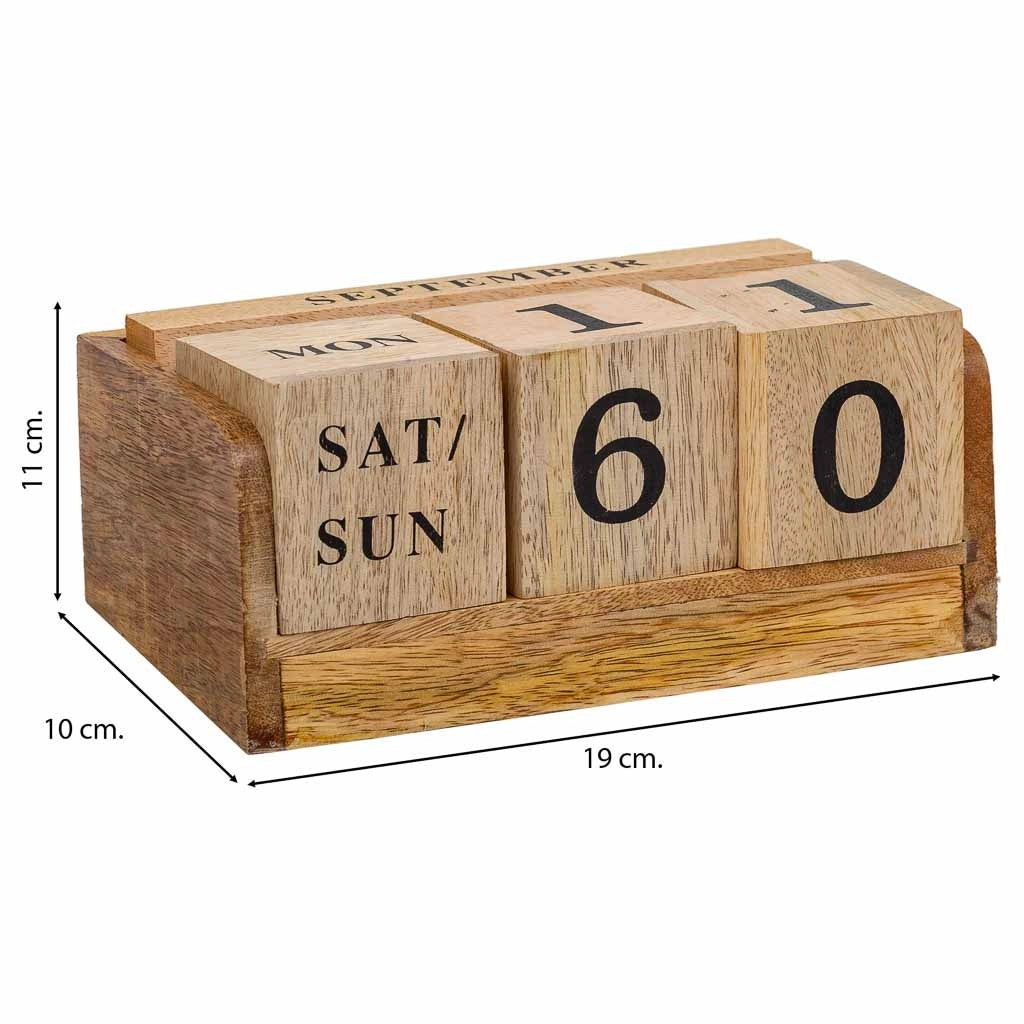 Calendario porta biglietti in legno marrone 19x10x11h