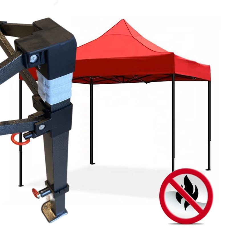 Gazebo 3x3m rosso certificato IGNIFUGO SENZA laterali pieghevole portatile estendibile richiudibile estensibile acciaio per fiere eventi stand chiosco tenda tendone mercato mercatino