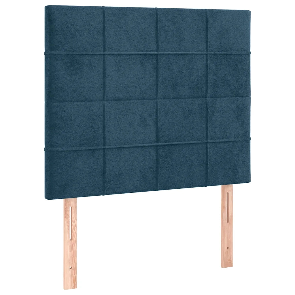 Letto singolo | Letto per adulti | Letto a Molle con Materasso e LED Blu Scuro 90x200cm in Velluto