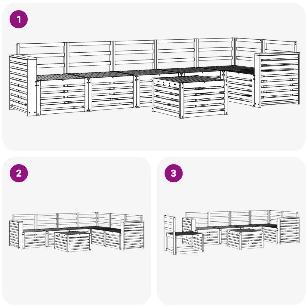 Set divano sezionale 7 pcs Naturale Legno di Acacia Massello 3374934
