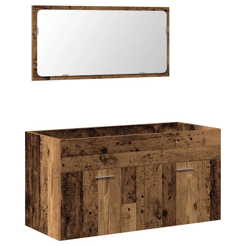 Mobile da Bagno | Armadio da bagno con Specchio in Legno Antico Legno Multistrato
