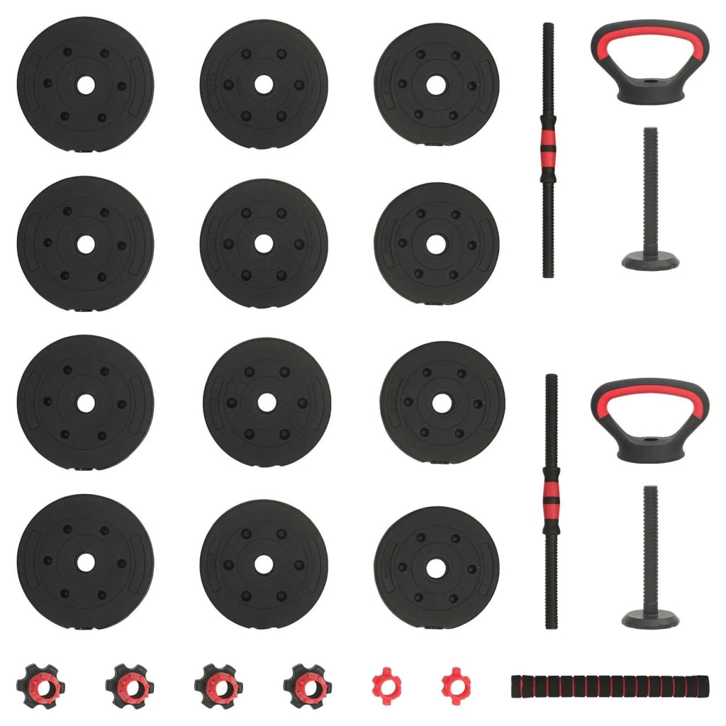 Set di manubri 4-in-1 20 kg Nero e Rosso 42023467