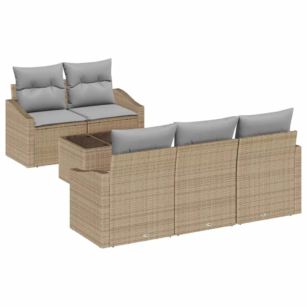 Set di divani 6 pcs Beige e Grigio Chiaro polyrattan 3346600