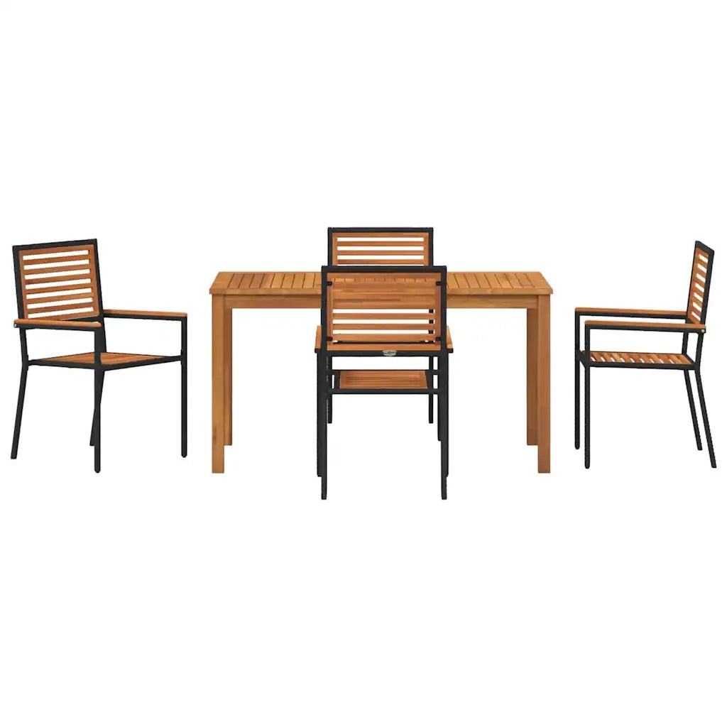 Set da Pranzo per Giardino 5 pcs Nero Legno di Acacia Massello 3365535