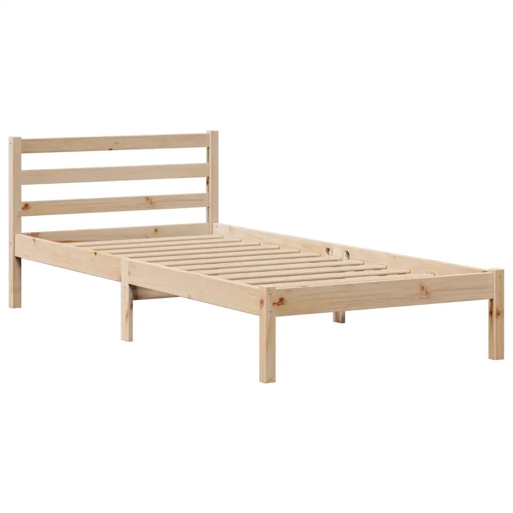 Letto Libreria senza Materasso-Struttura Letto con contenitore 90x190 cm Legno Massello Pino 177319