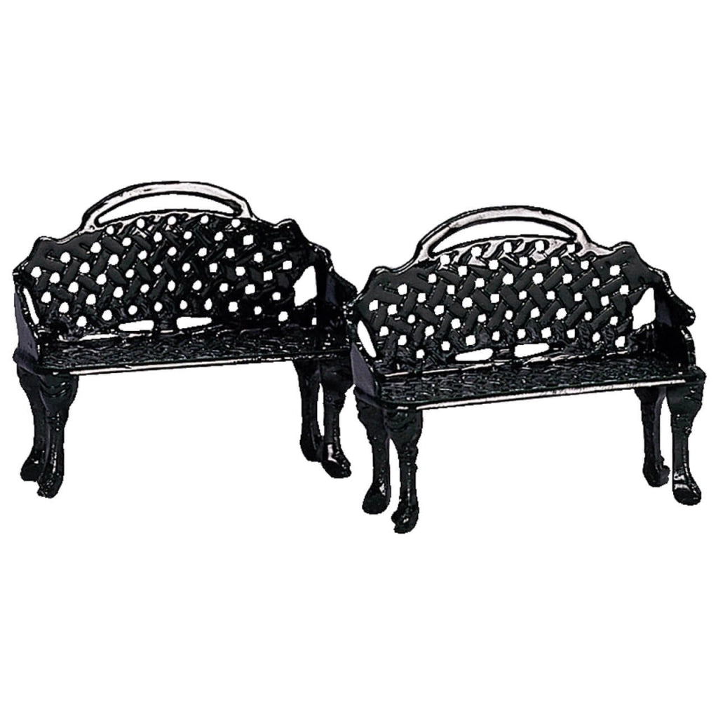 Set 2 panche miniatura da giardino per presepe cm 4,5x3,5x3,5h lemax