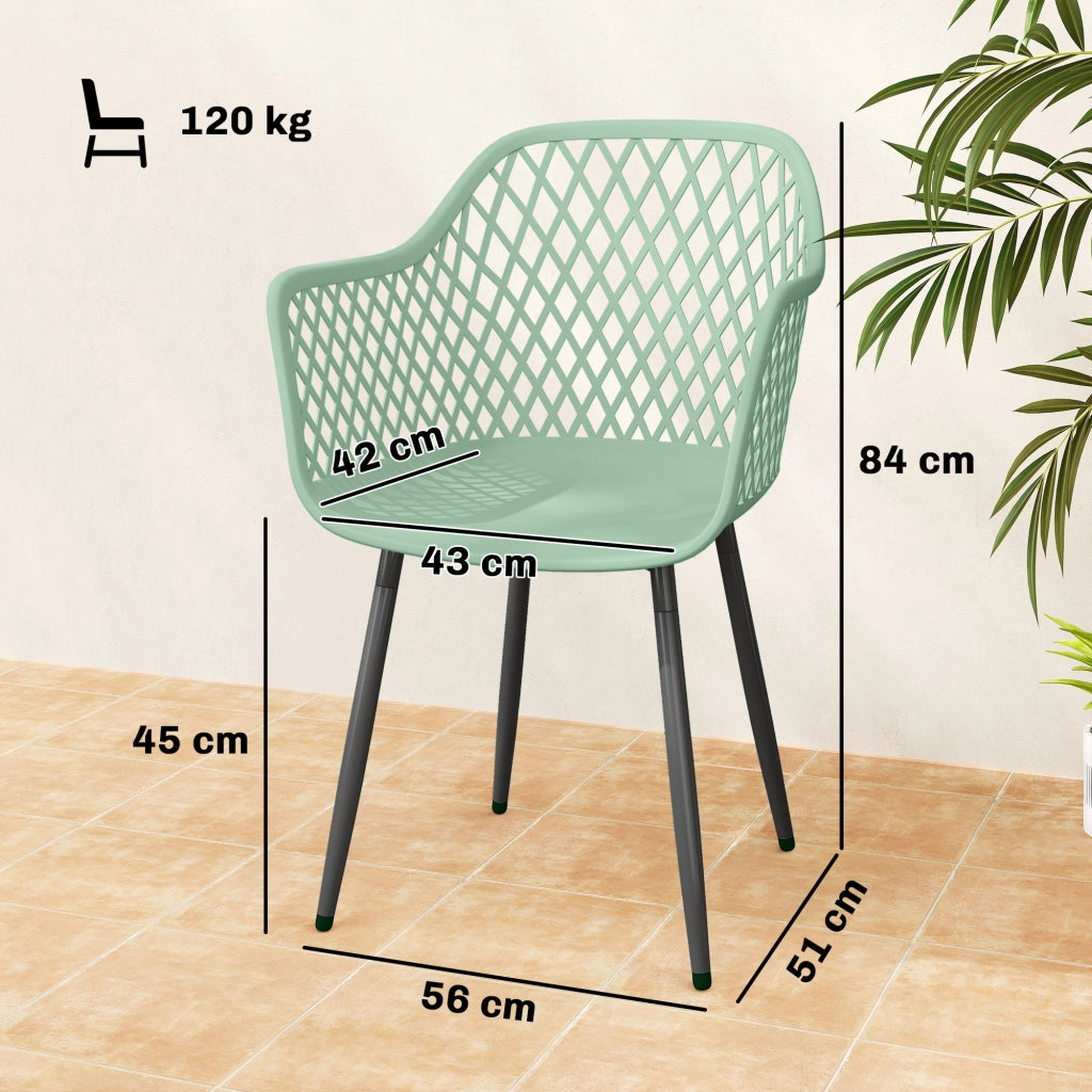 Sedia da Giardino con Braccioli ¨C zephmum ¨C Verde, PolyRattan, 4 Pezzi